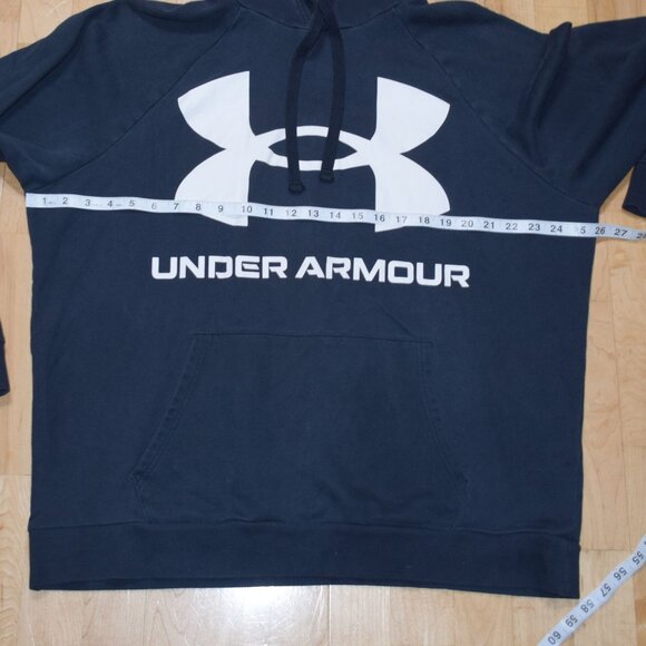 UNDER ARMOUR Loose Fit  Men's Sz XL Big Logo Navy Blue Hoodie Sweatshirt - Picture 5 of 5